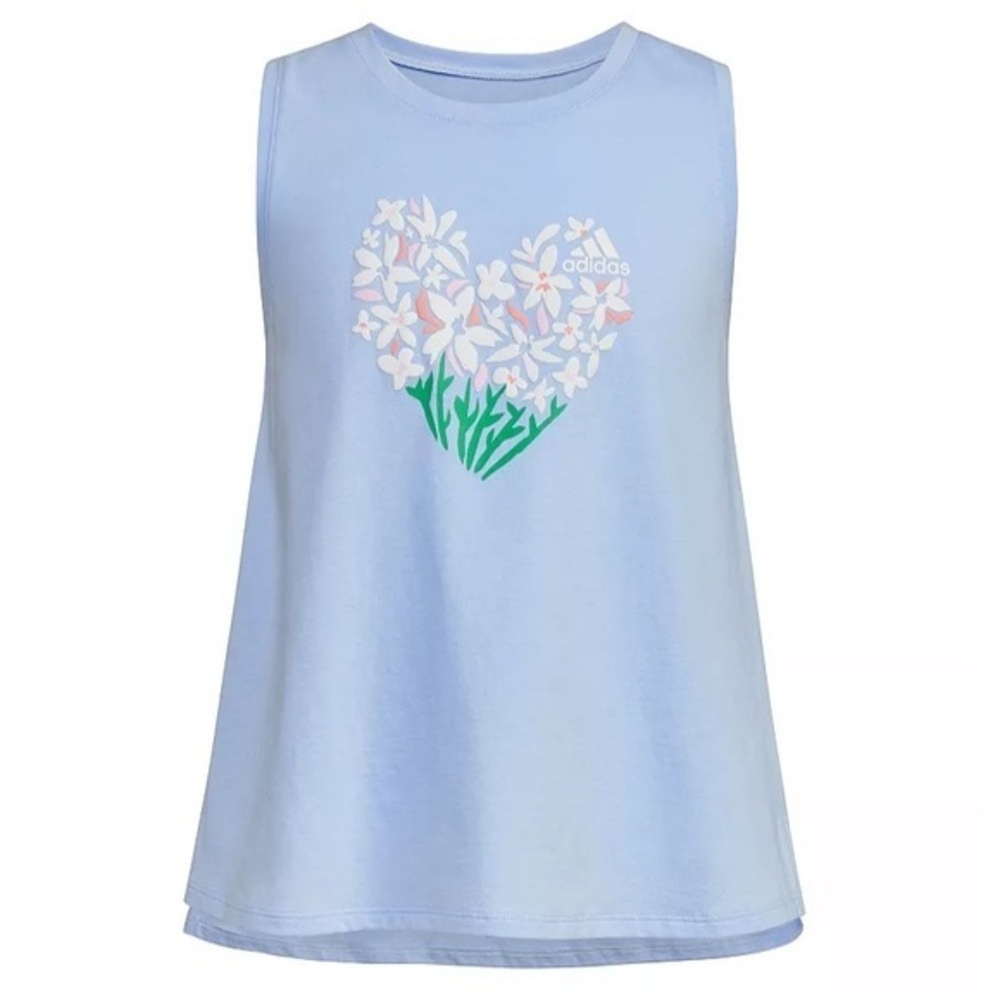 Adidas girls lilac violet flower sleeveless tank top size L